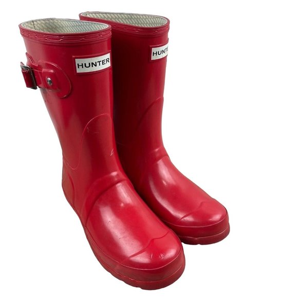 Hunter Shoes - HUNTER Original Gloss Short Rubber Rain Boots in Military Red W23700 Size 5